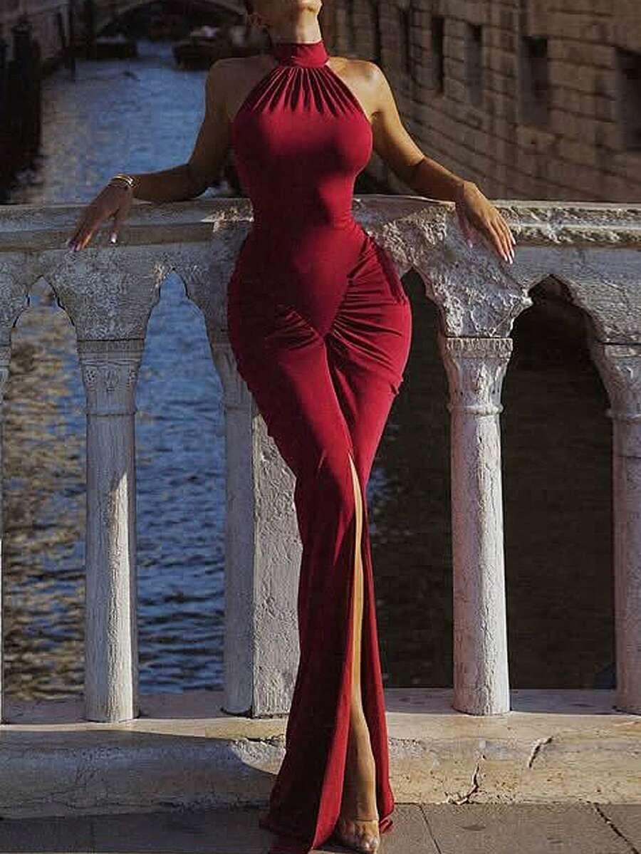 czerwona maxi sukienka