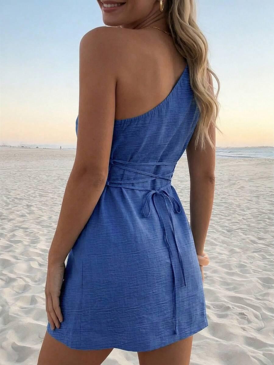 niebieska mini sukienka