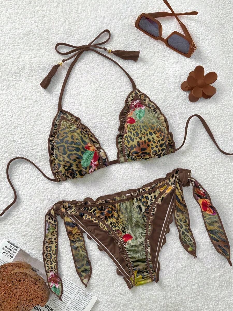 KOMPLET BIKINI WIĄZANY W PANTERKĘ
