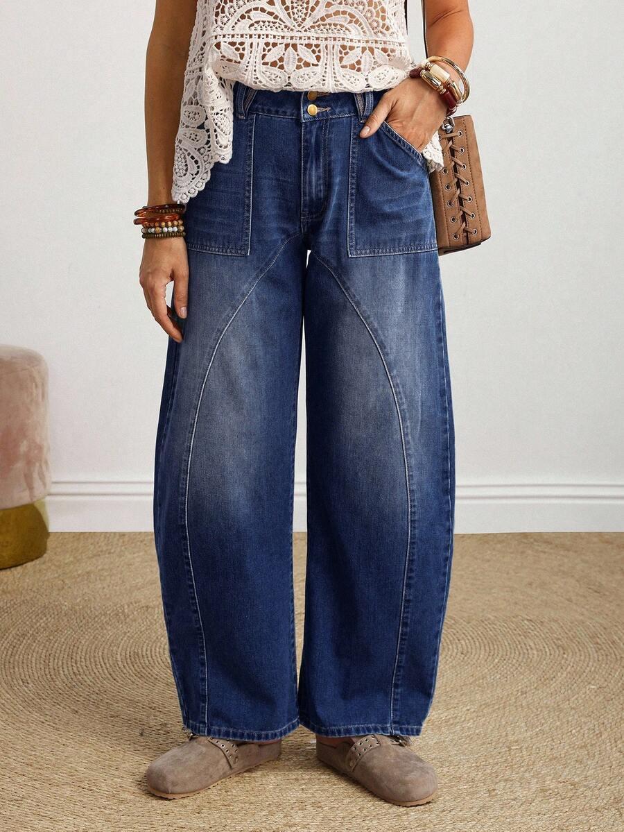 niebieskie spodnie jeans kieszenie 