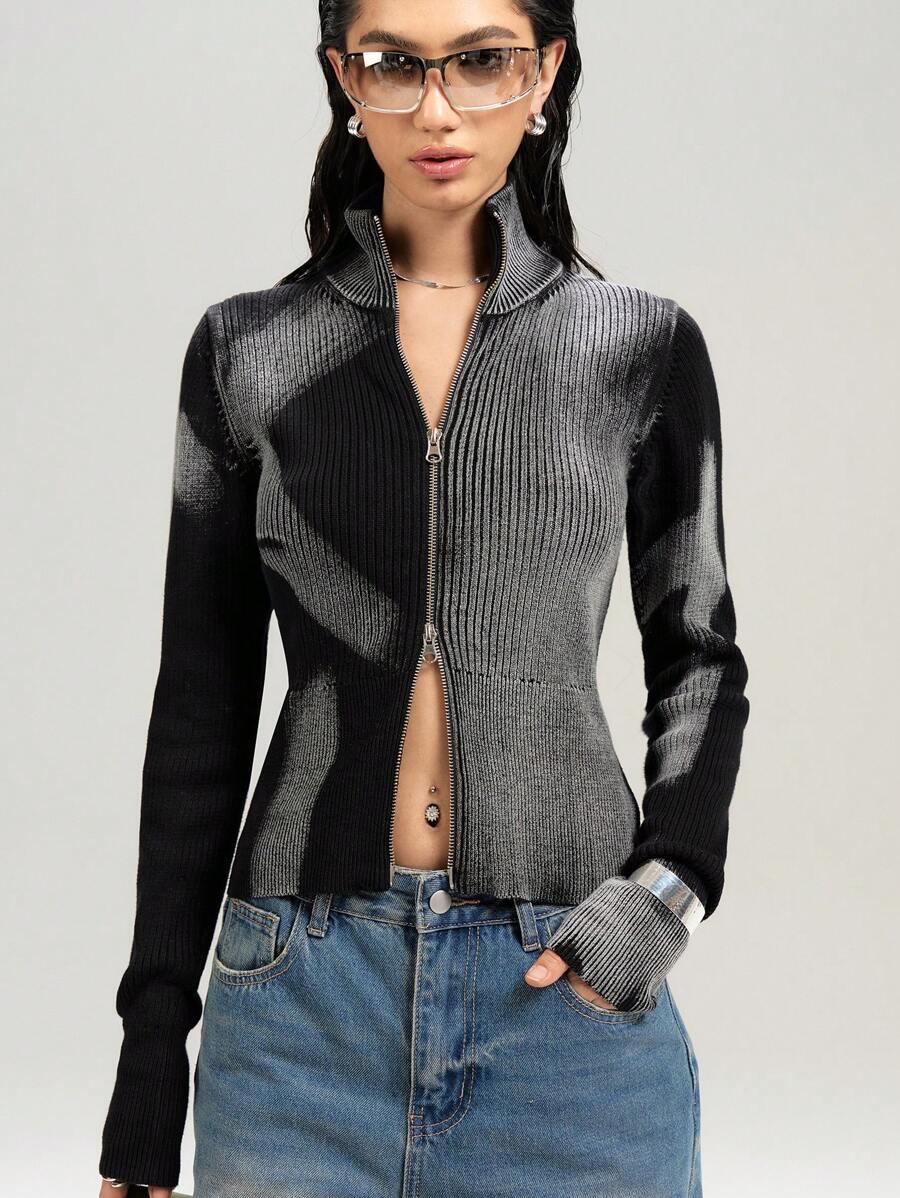 dzianinowy sweter zamek 