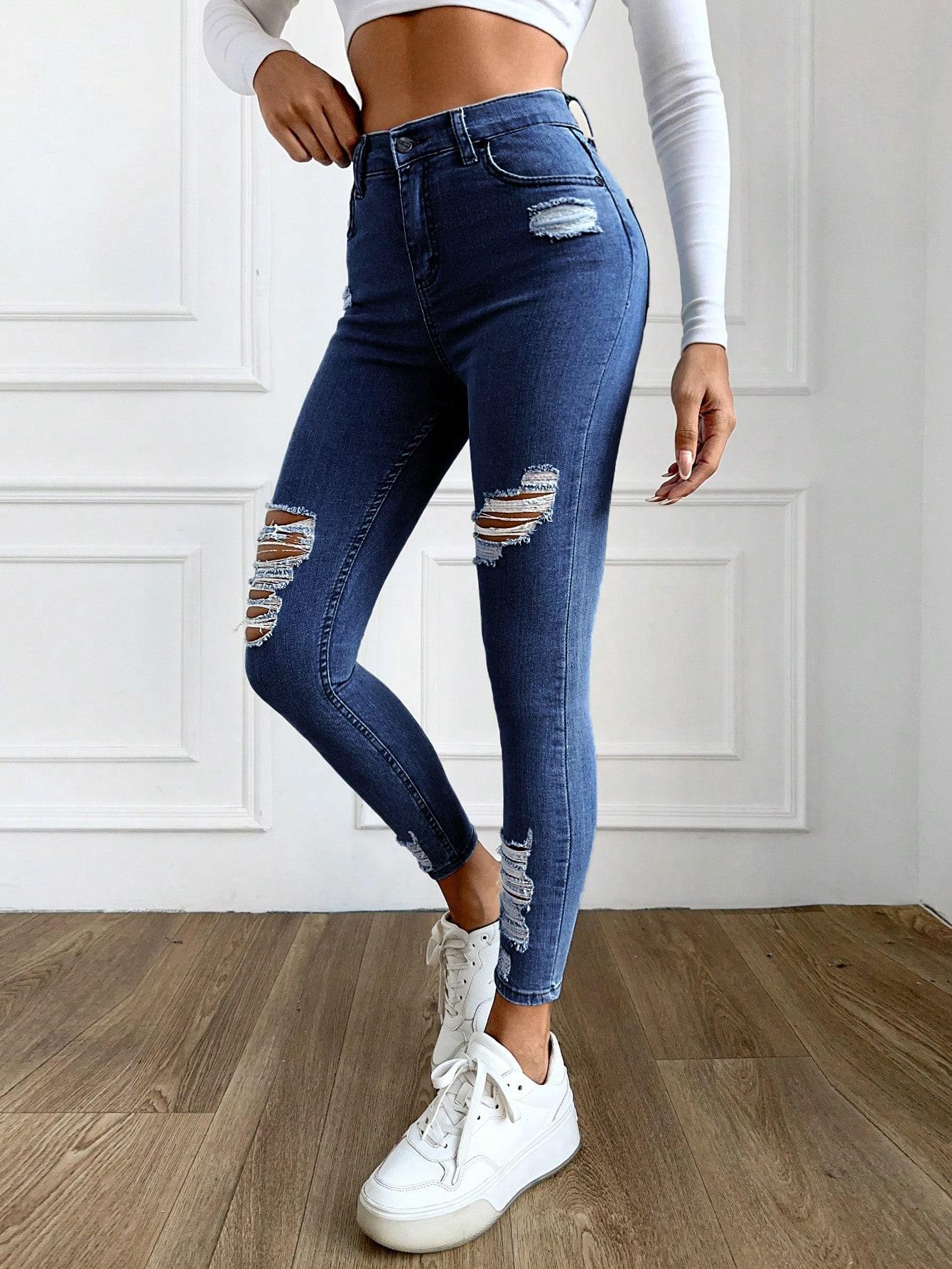 SPODNIE RIPPED JEANS HIGH WAIST
