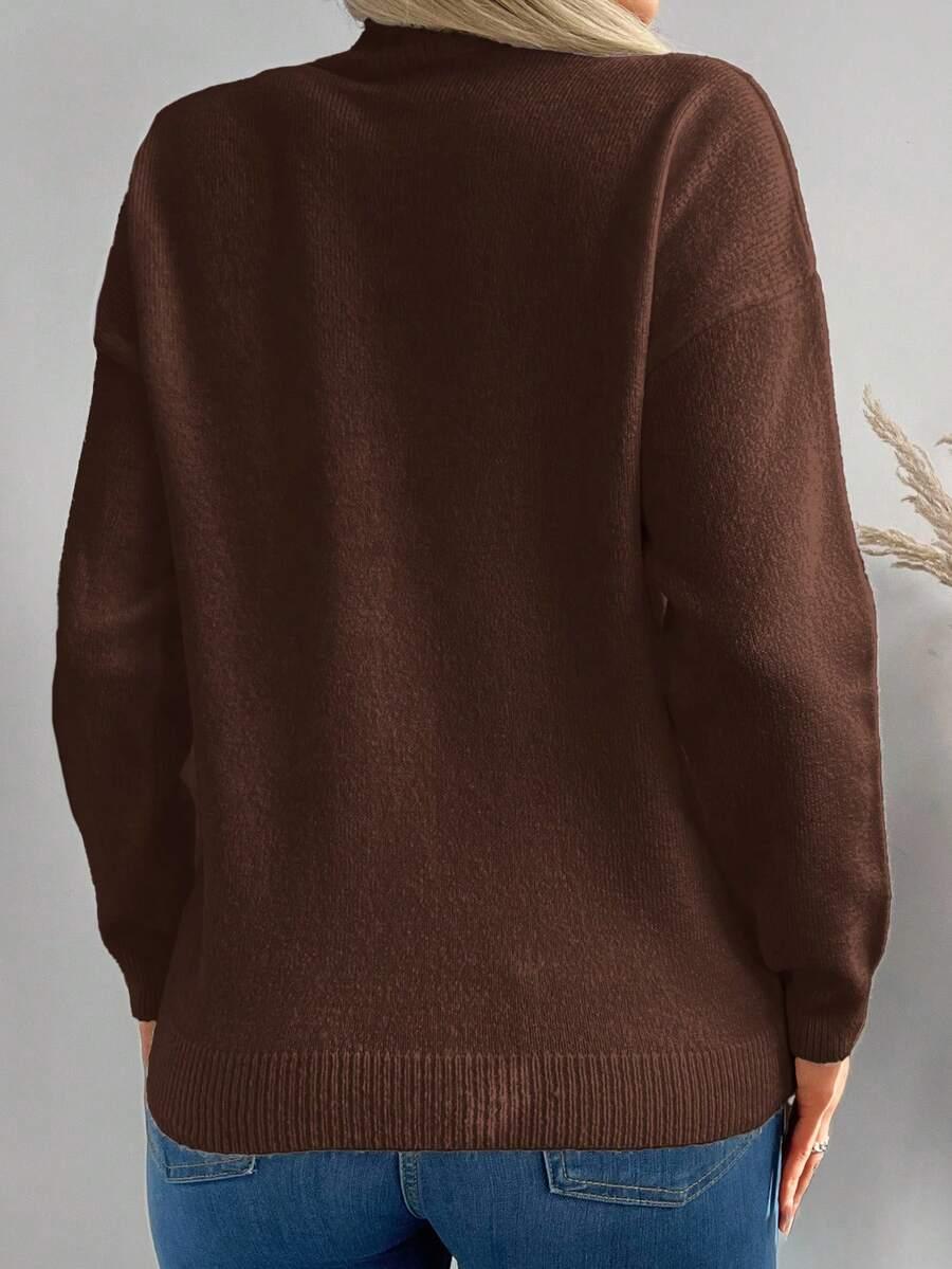 brązowy sweter stójka