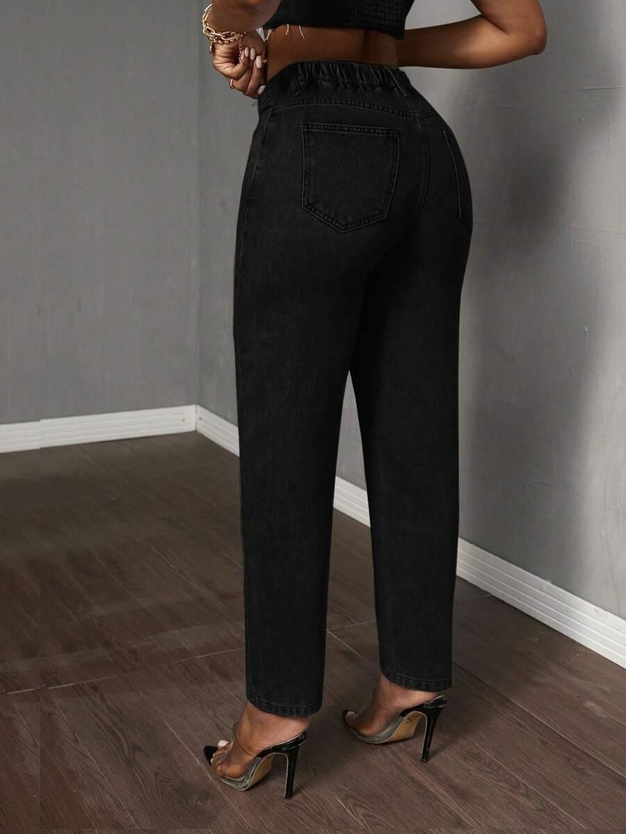 CZARNE SPODNIE JEANS 