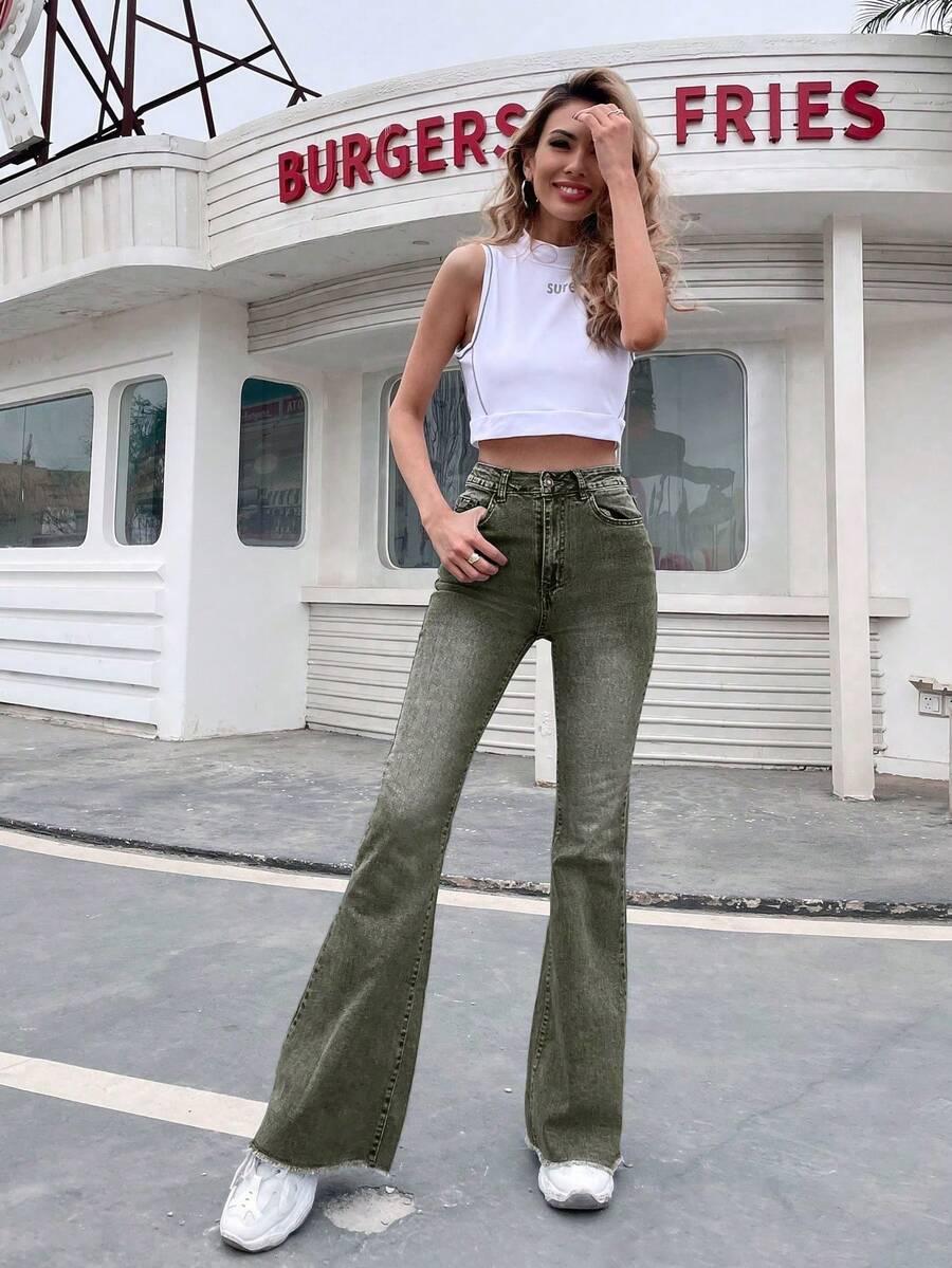 ZIELONE SPODNIE JEANS