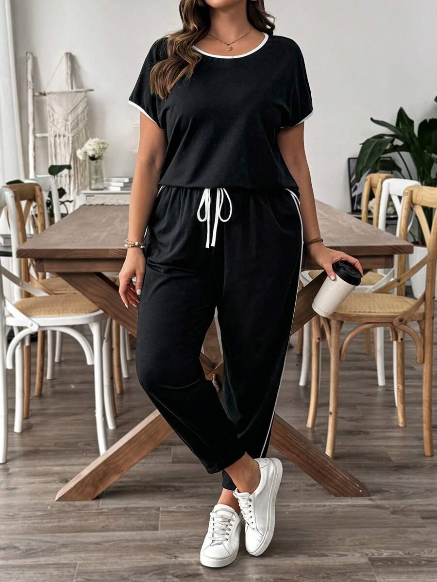 CZARNY KOMPLET T-SHIRT SPODNIE