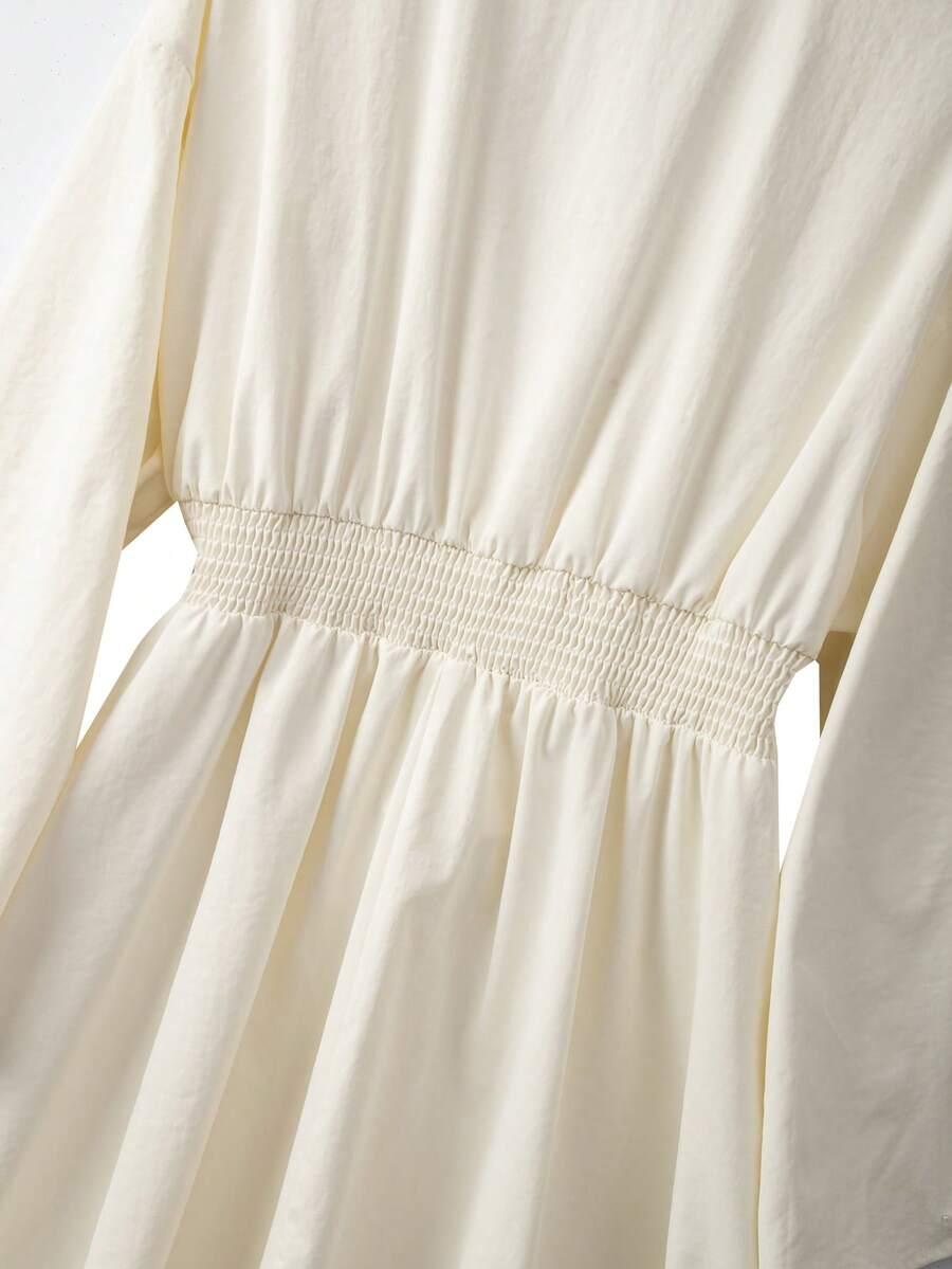 ecru sukienka v-neck
