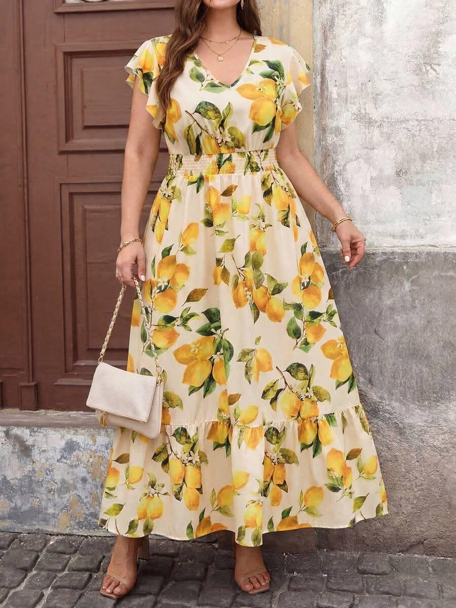 sukienka maxi cytryny