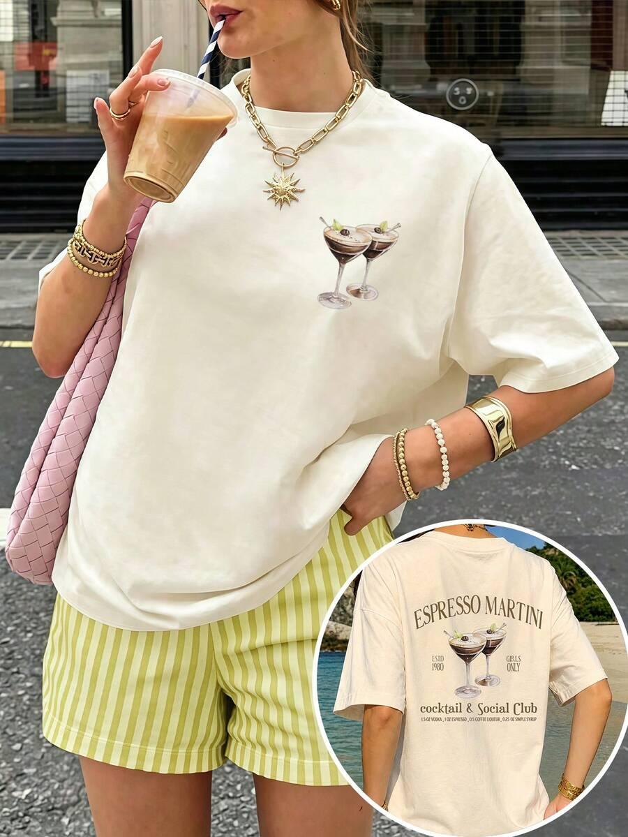 kremowy t-shirt print
