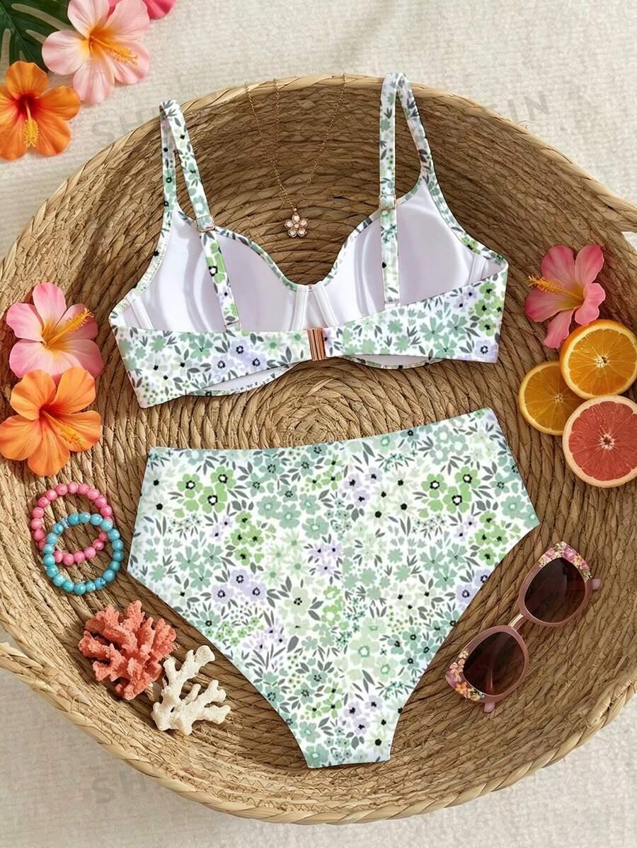 dwuczęściowy kostium kąpielowy bikini floral print