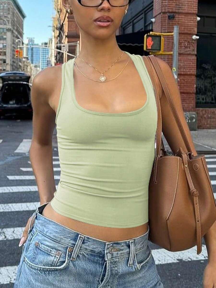 zielony klasyczny top basic