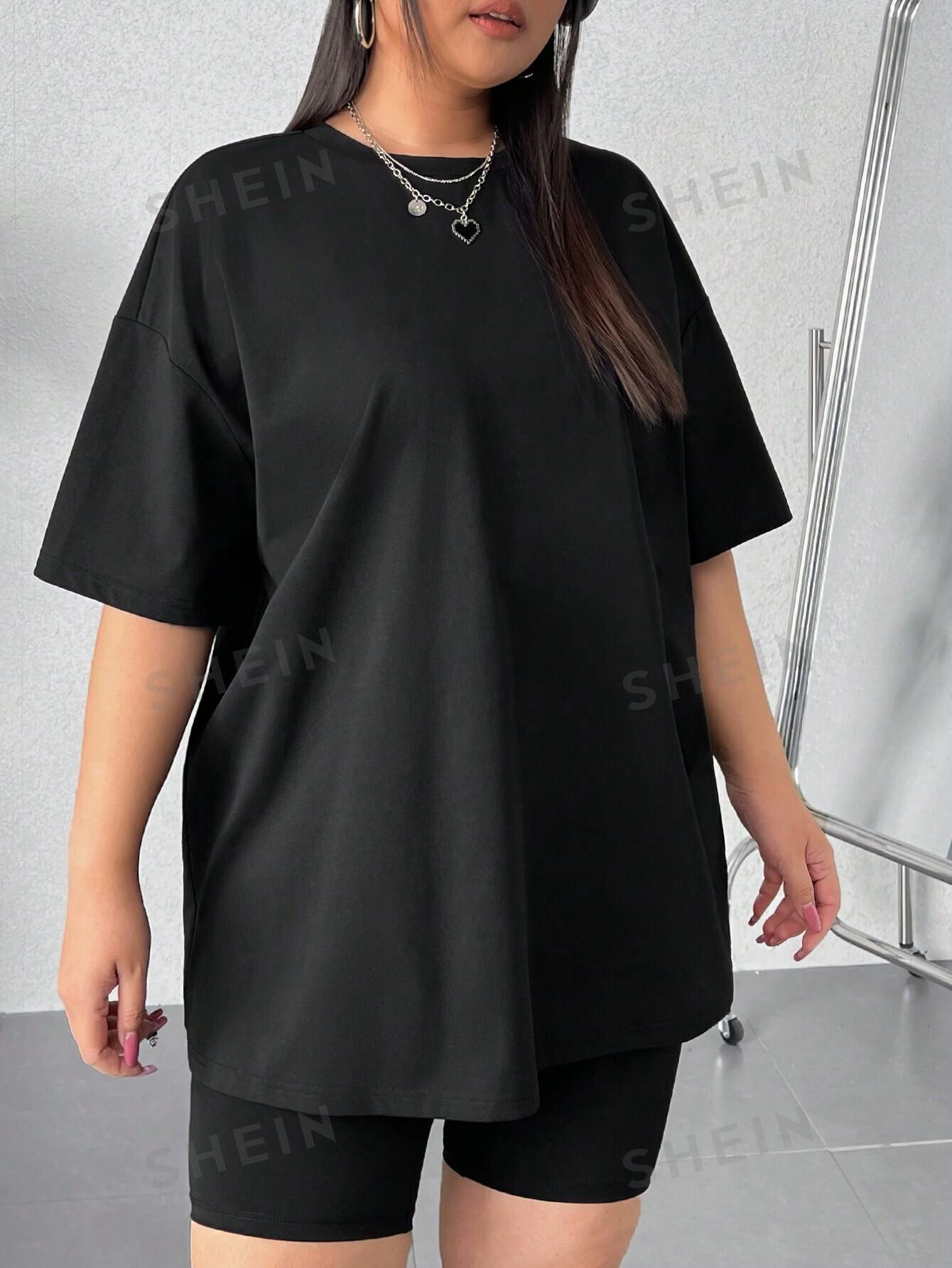 CZARNY LUŹNY T-SHIRT
