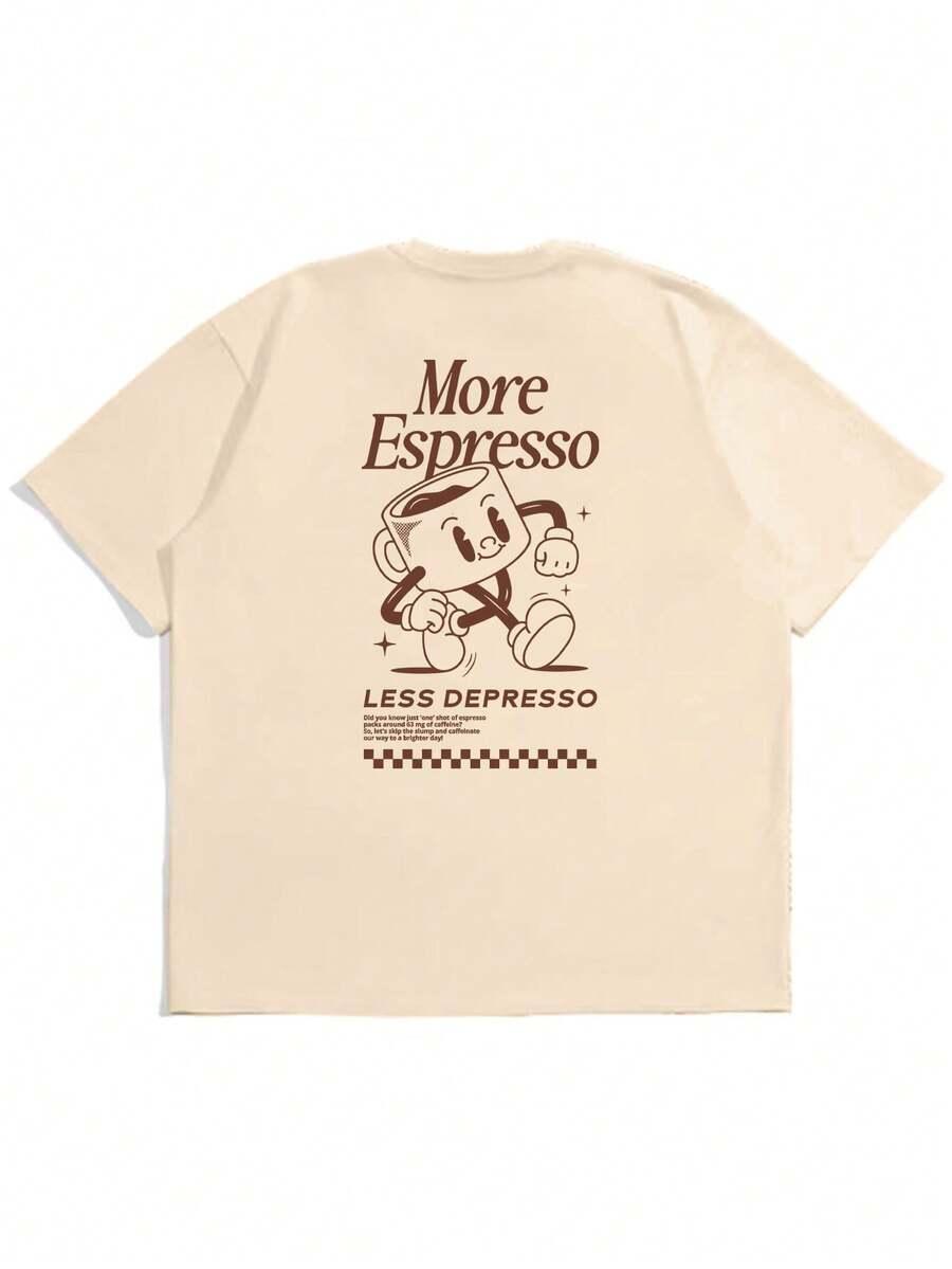 beżowy t-shirt nadruk 
