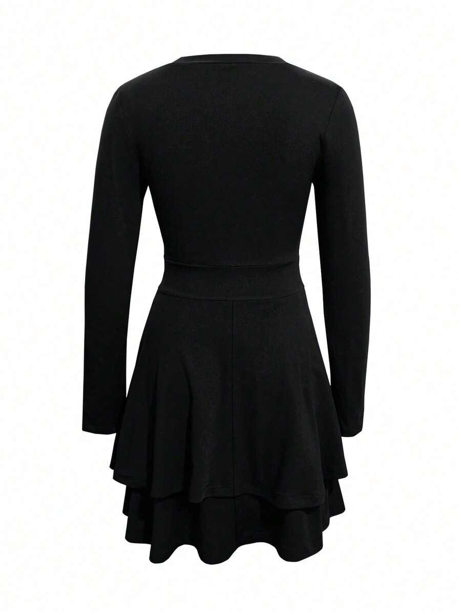 CZARNA SUKIENKA V-NECK 