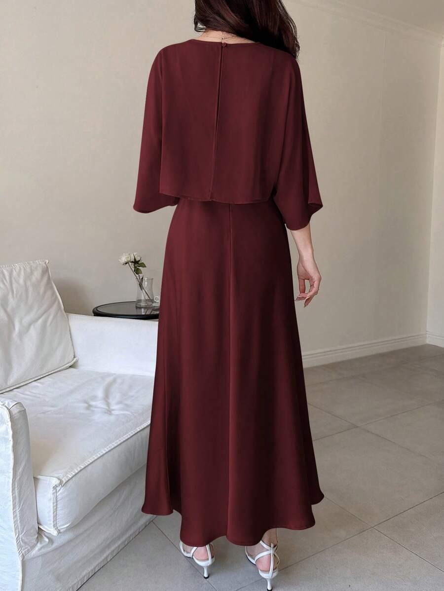 bordowa maxi sukienka
