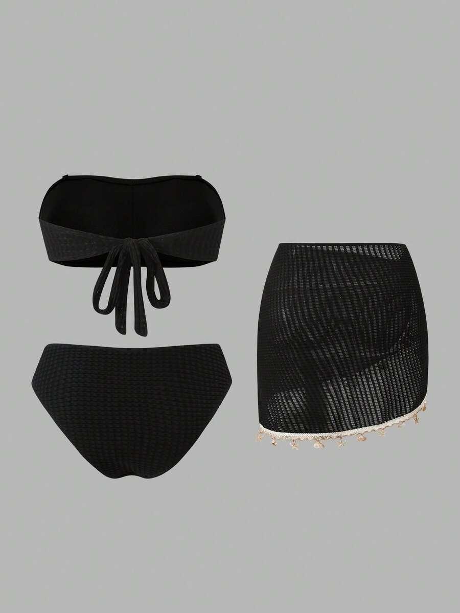 KOMPLET BIKINI ZE SPÓDNICĄ PLAŻOWĄ
