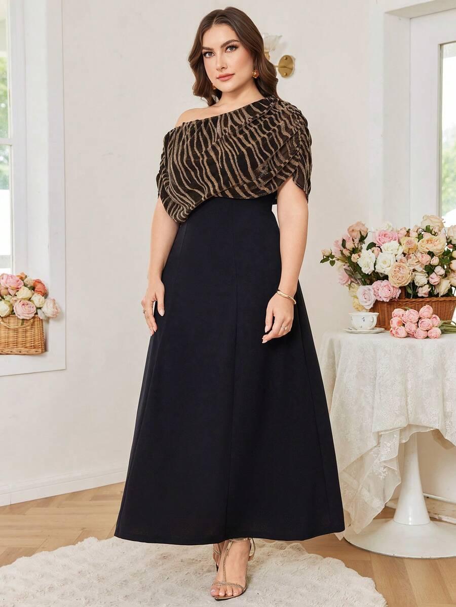 CZARNA MAXI SUKIENKA animal print