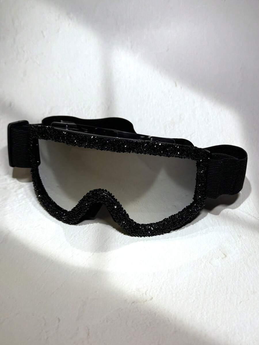 CZARNE OKULARY GOGLE NARCIARSKIE ZDOBIENIE