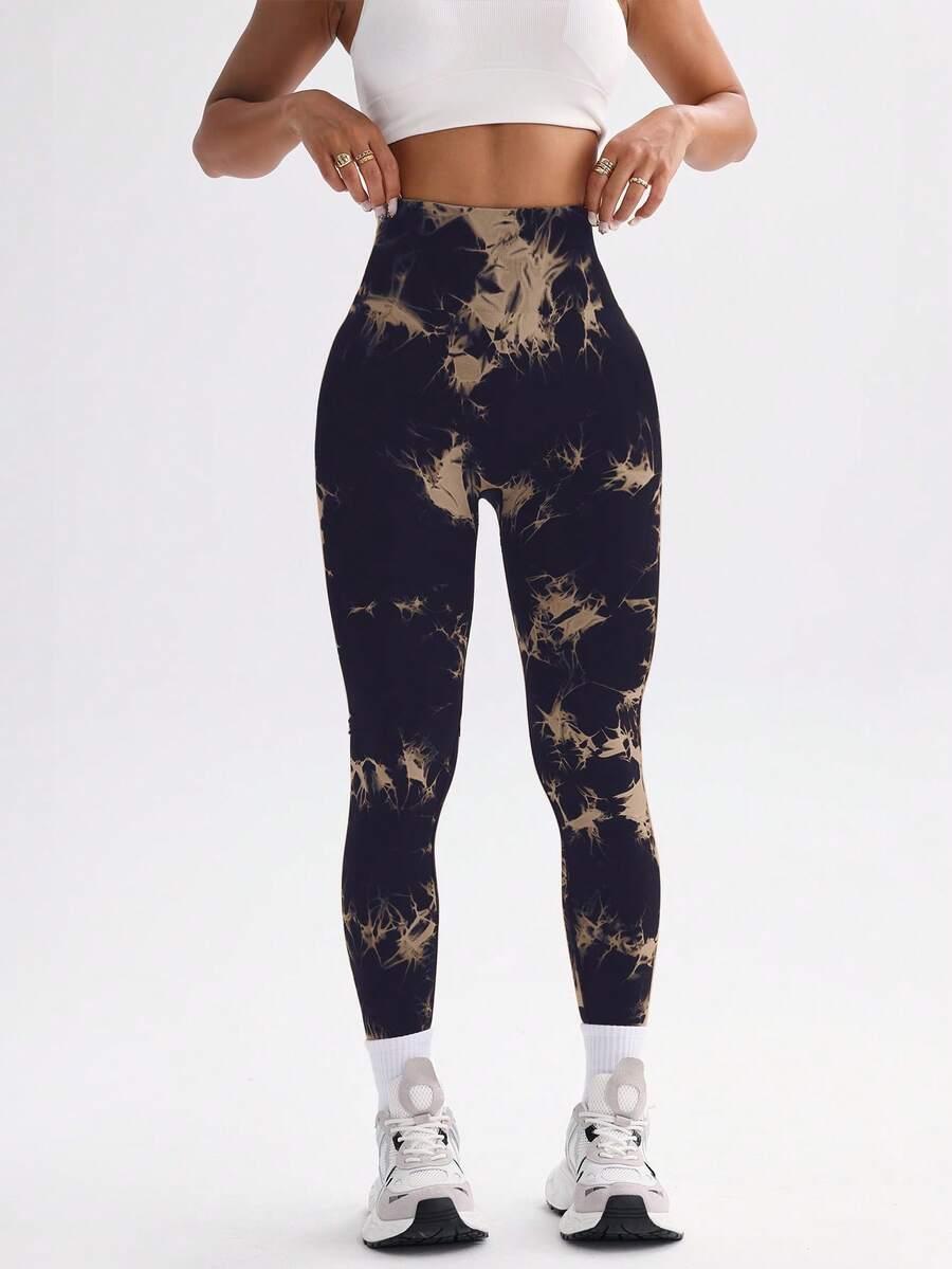 BEZSZWOWE legginsy wysoki stan tie dye