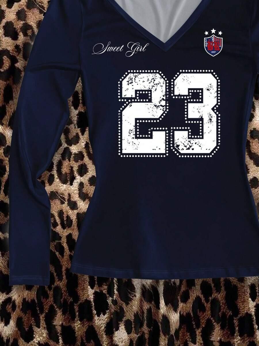 bluzka długi rękaw print 