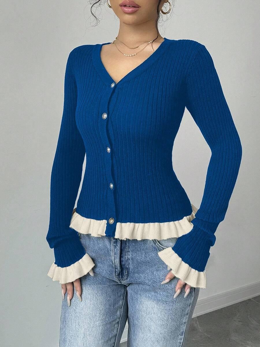 SWETER KARDIGAN kontrast