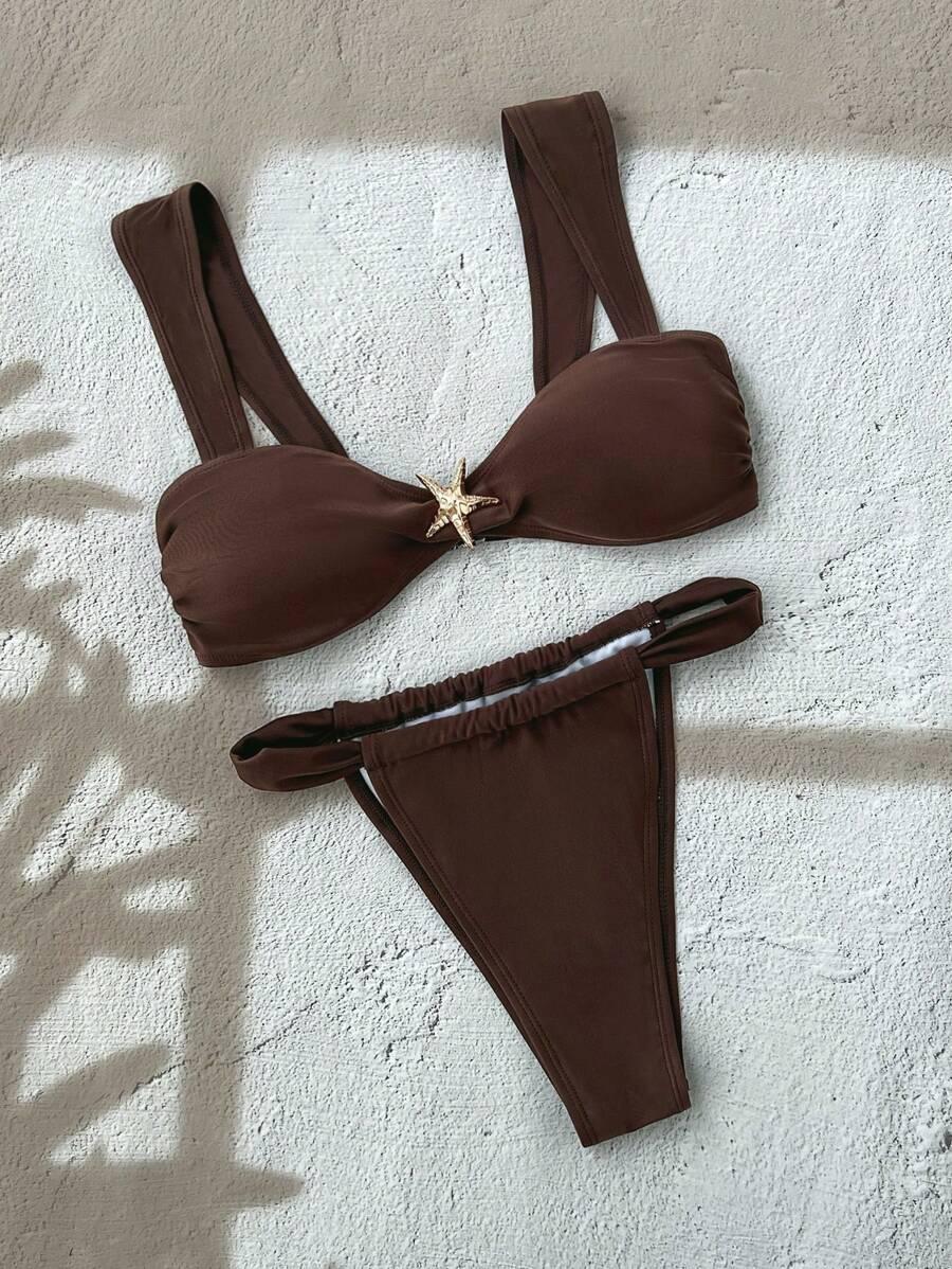 brązowy komplet bikini