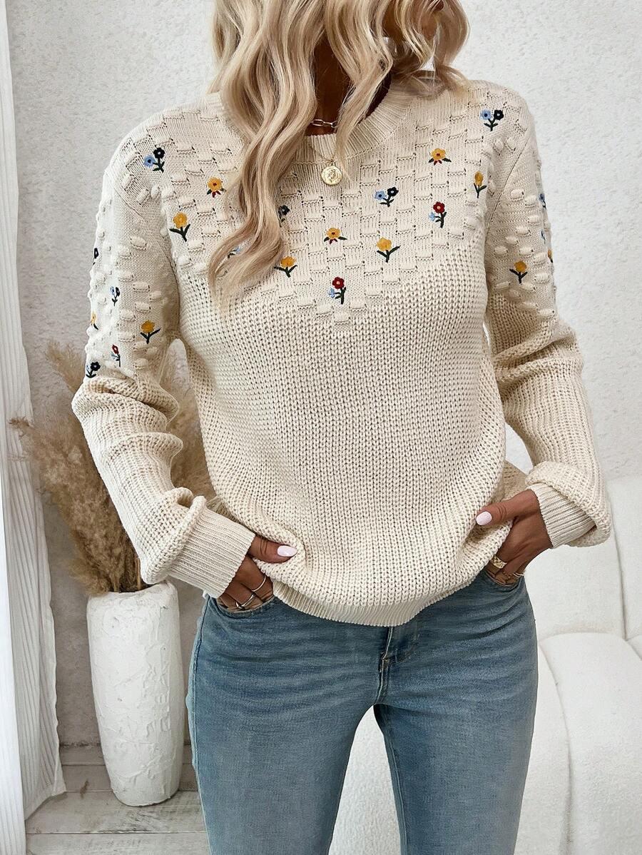 sweter wzór kwiaty