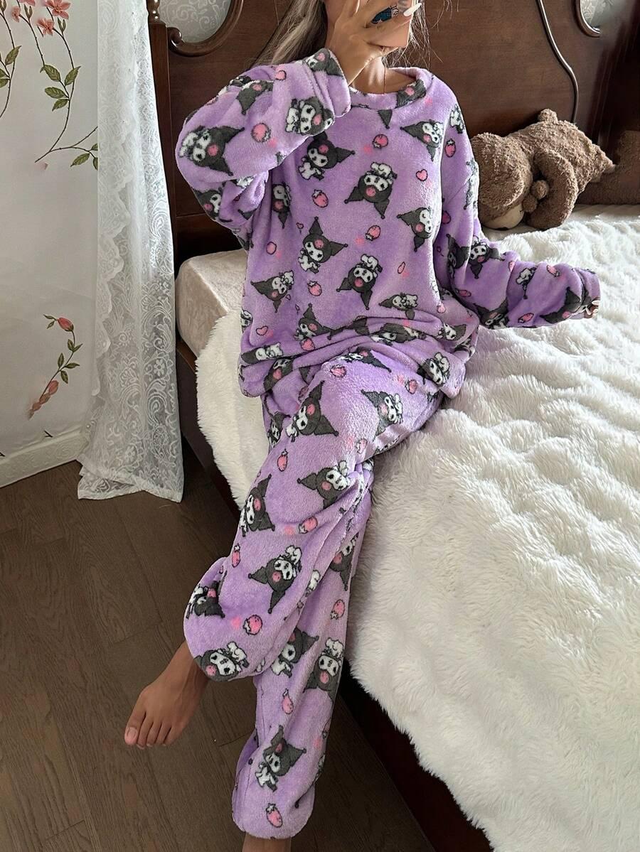 fluffy bluzka spodnie komplet piżama 