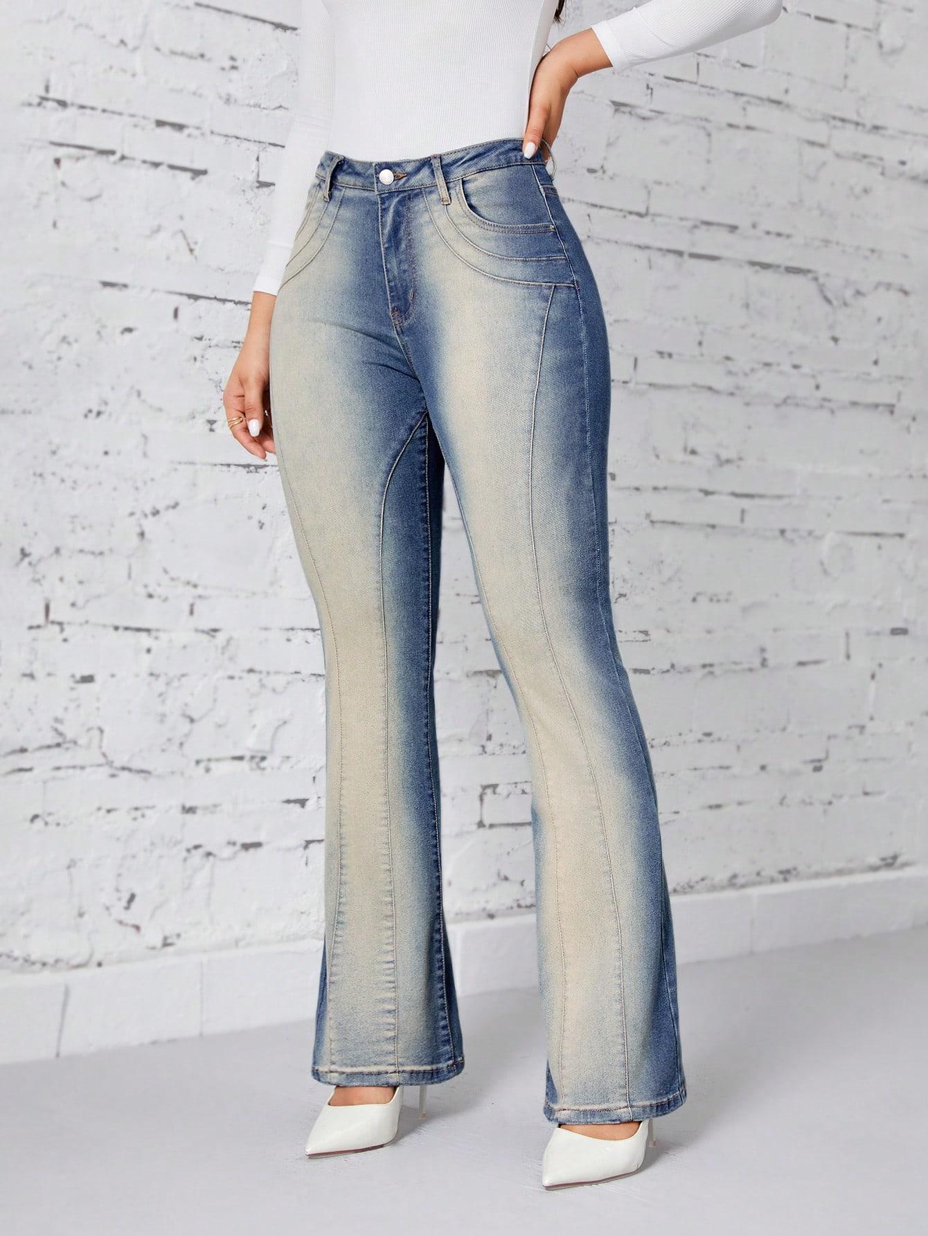 spodnie jeans wysoki stan ombre