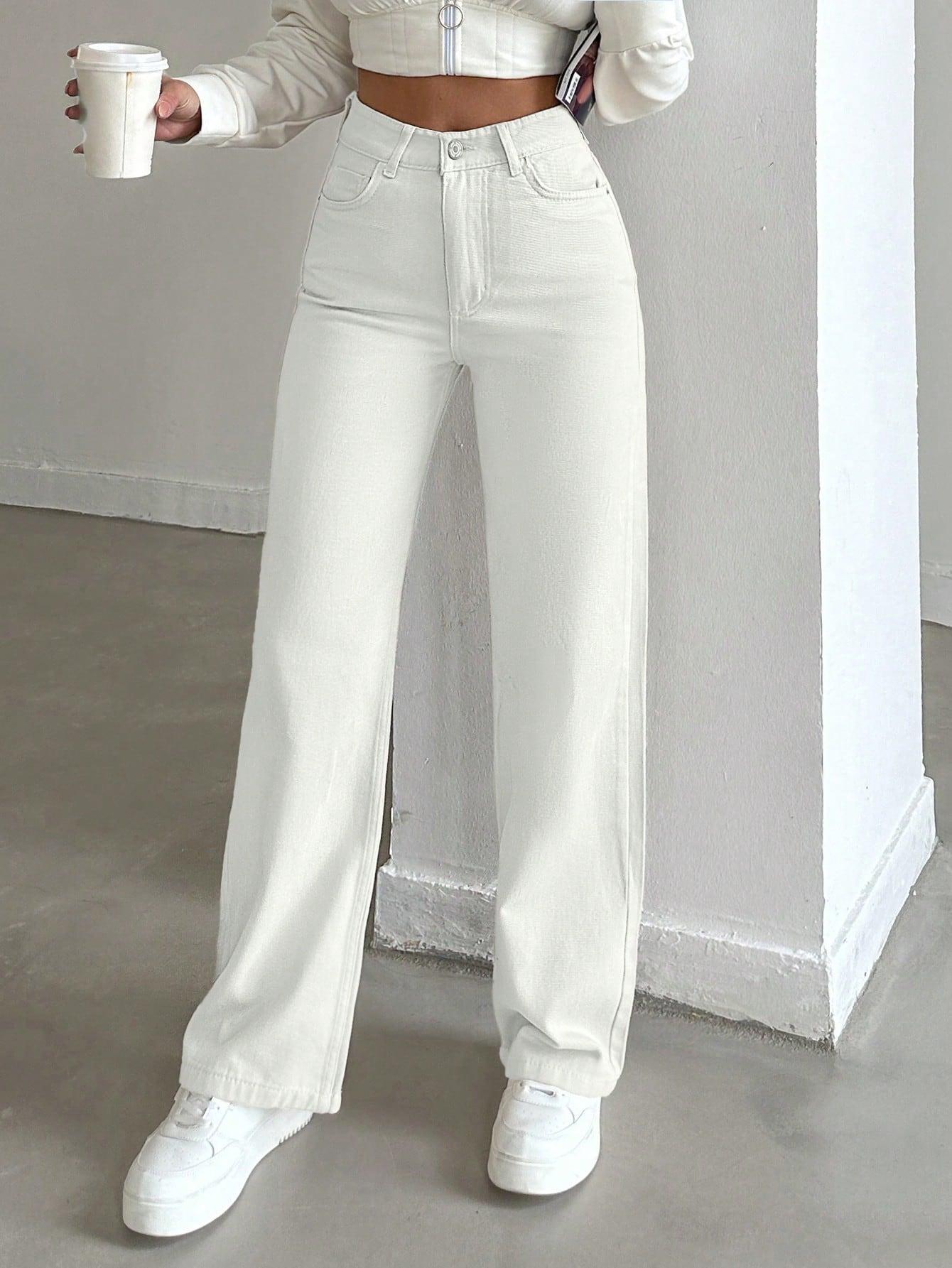 BIAŁE SPODNIE JEANS