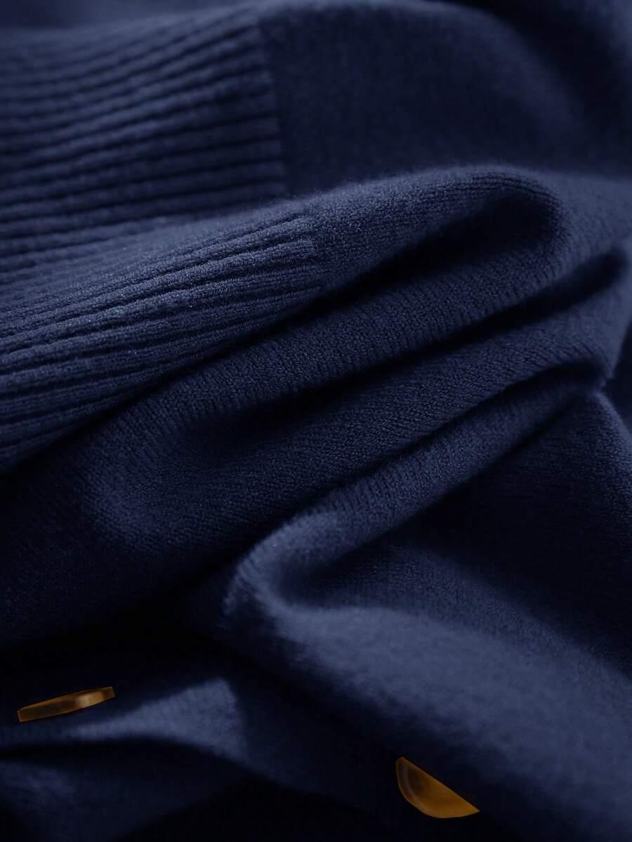 GRANATOWY SWETER V-NECK 