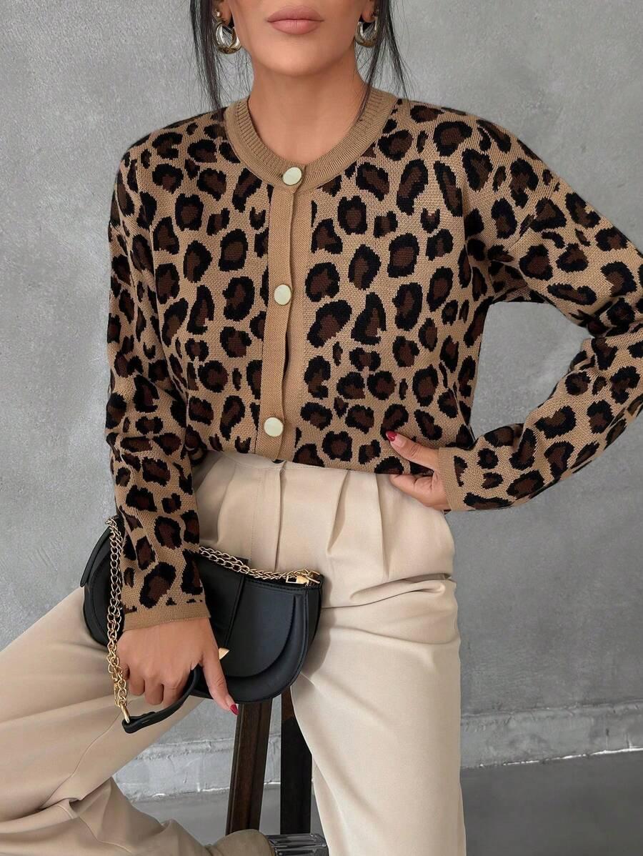 DZIANINOWY SWETER ANIMAL PRINT 