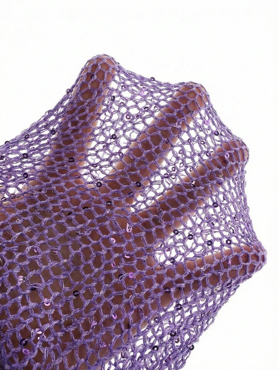 FIOLETOWY SWETER CEKINY
