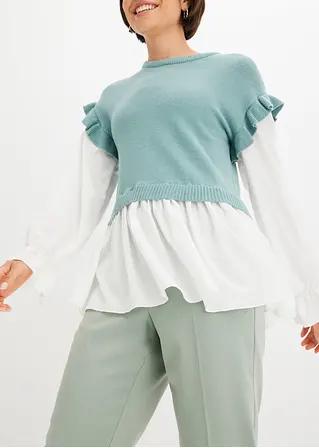 SWETER Z WSTAWKĄ KOSZULOWĄ
