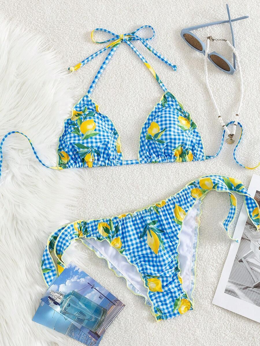 komplet bikini wzór cytrynki