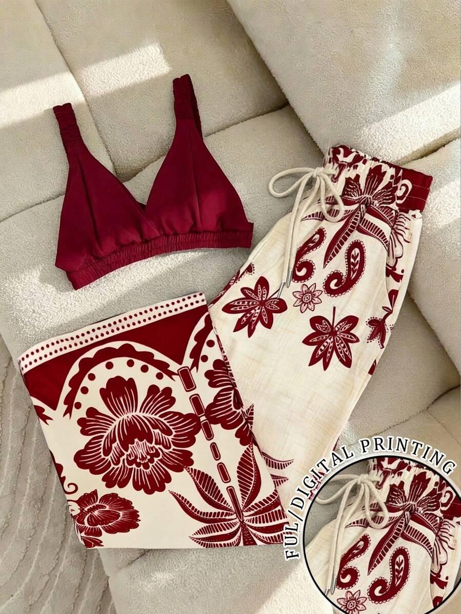top spodnie komplet print