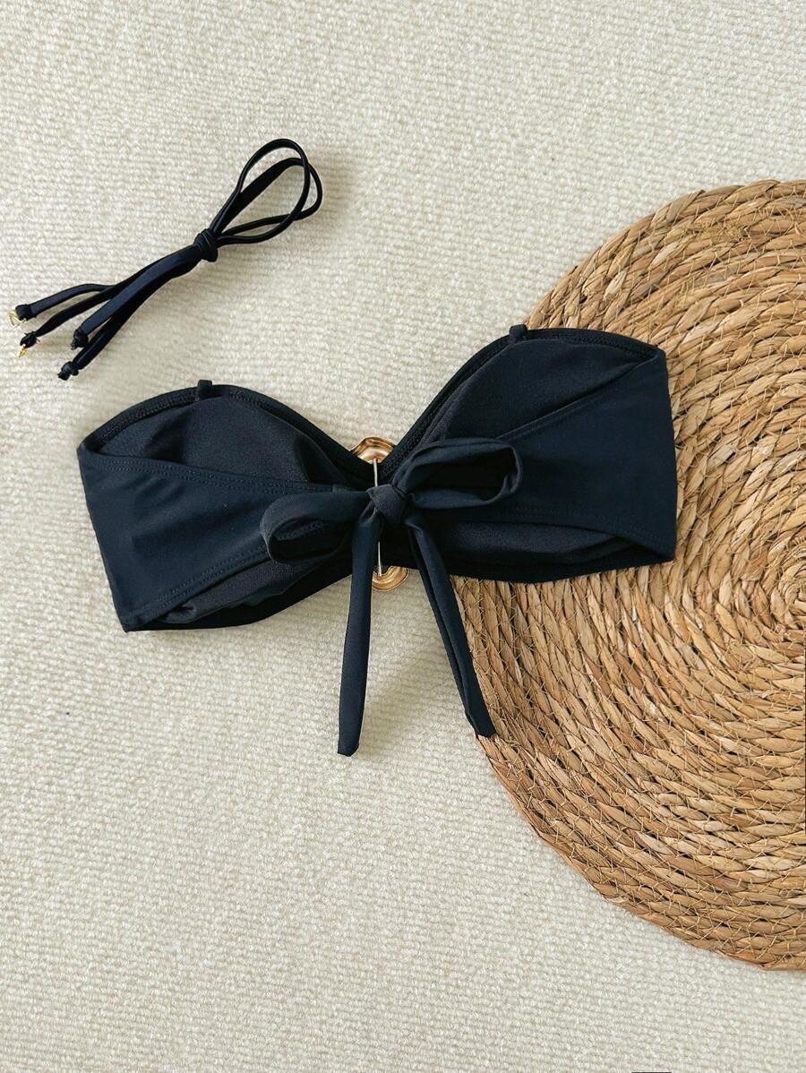 czarna góra od bikini wiązanie 