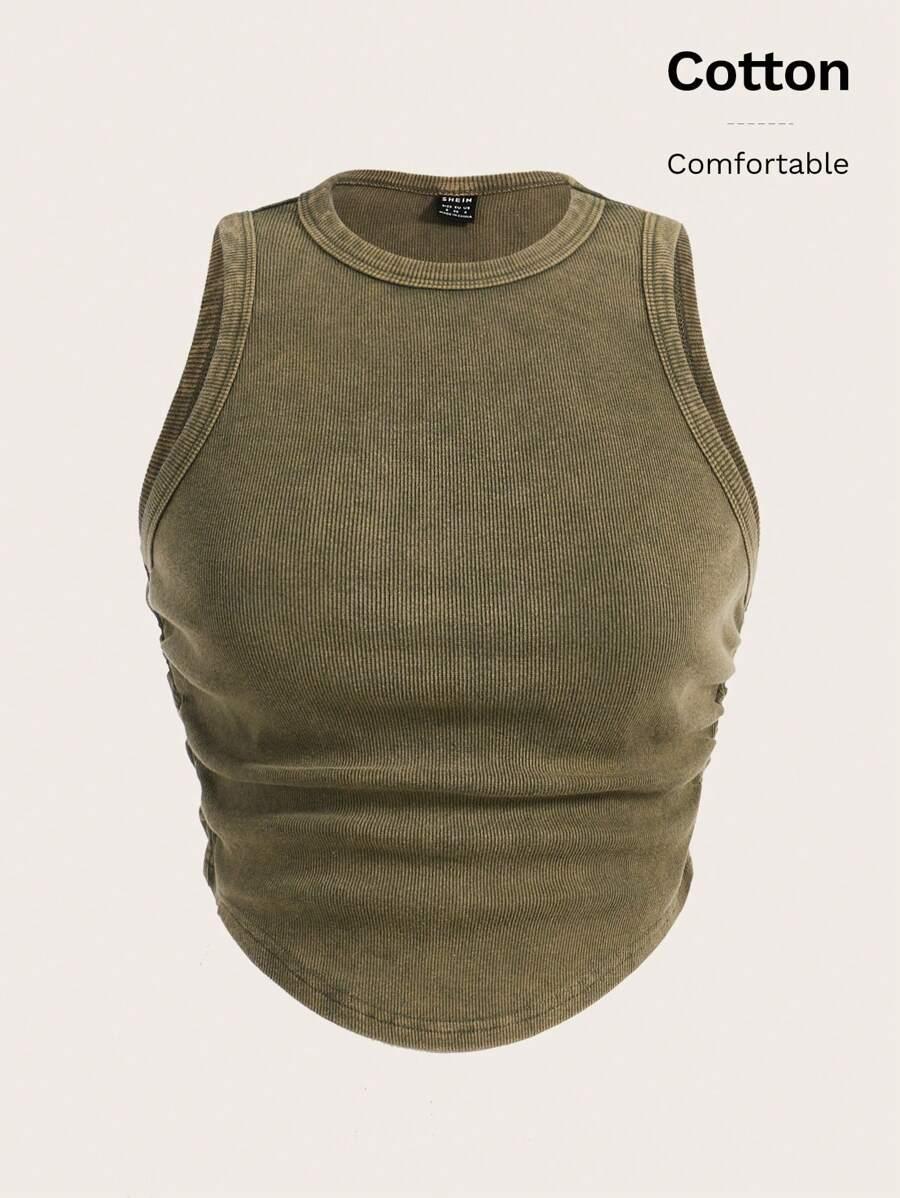 KHAKI TOP MARSZCZENIA