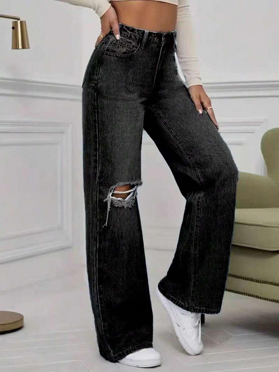 CZARNE SPODNIE JEANS