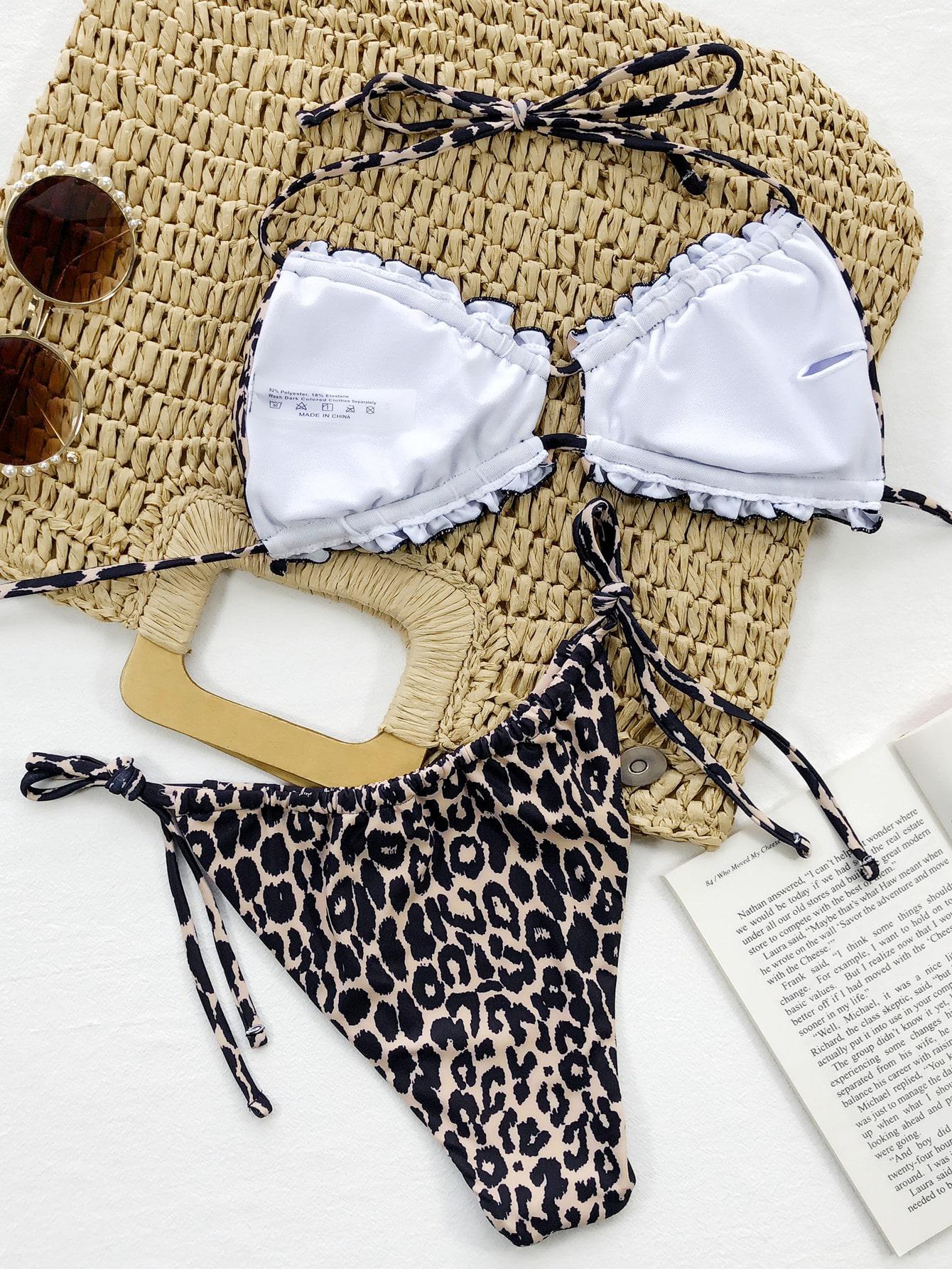 wiązany dół od bikini animal print