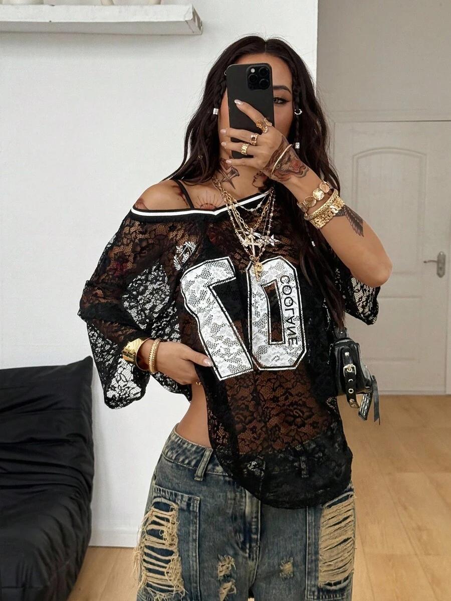 czarny t-shirt print