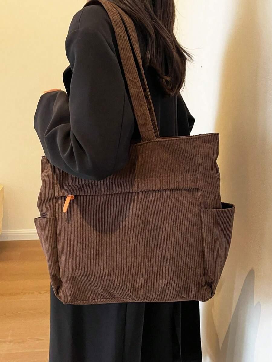 brązowa torebka shopper