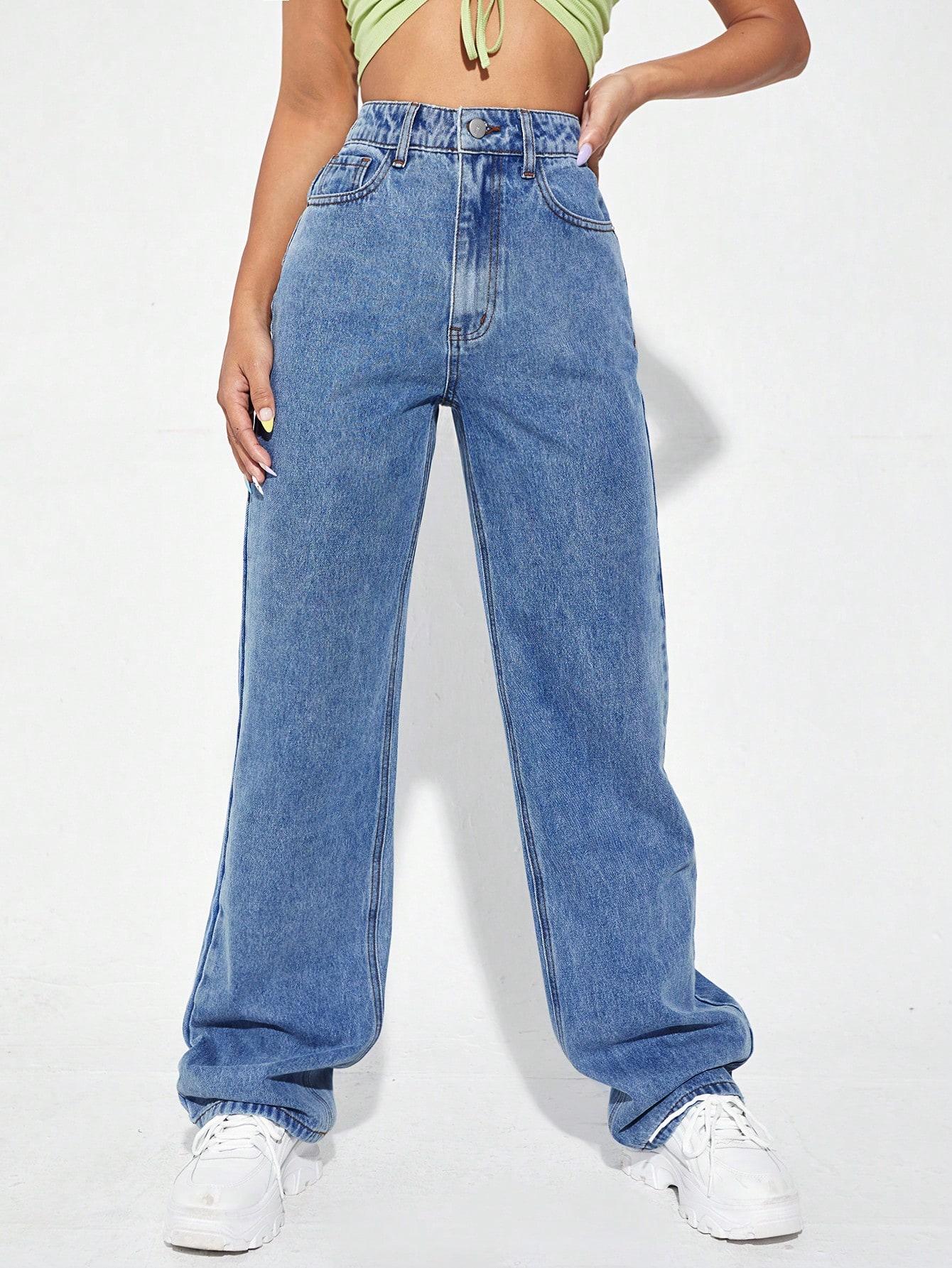 NIEBIESKIE PROSTE JEANSY