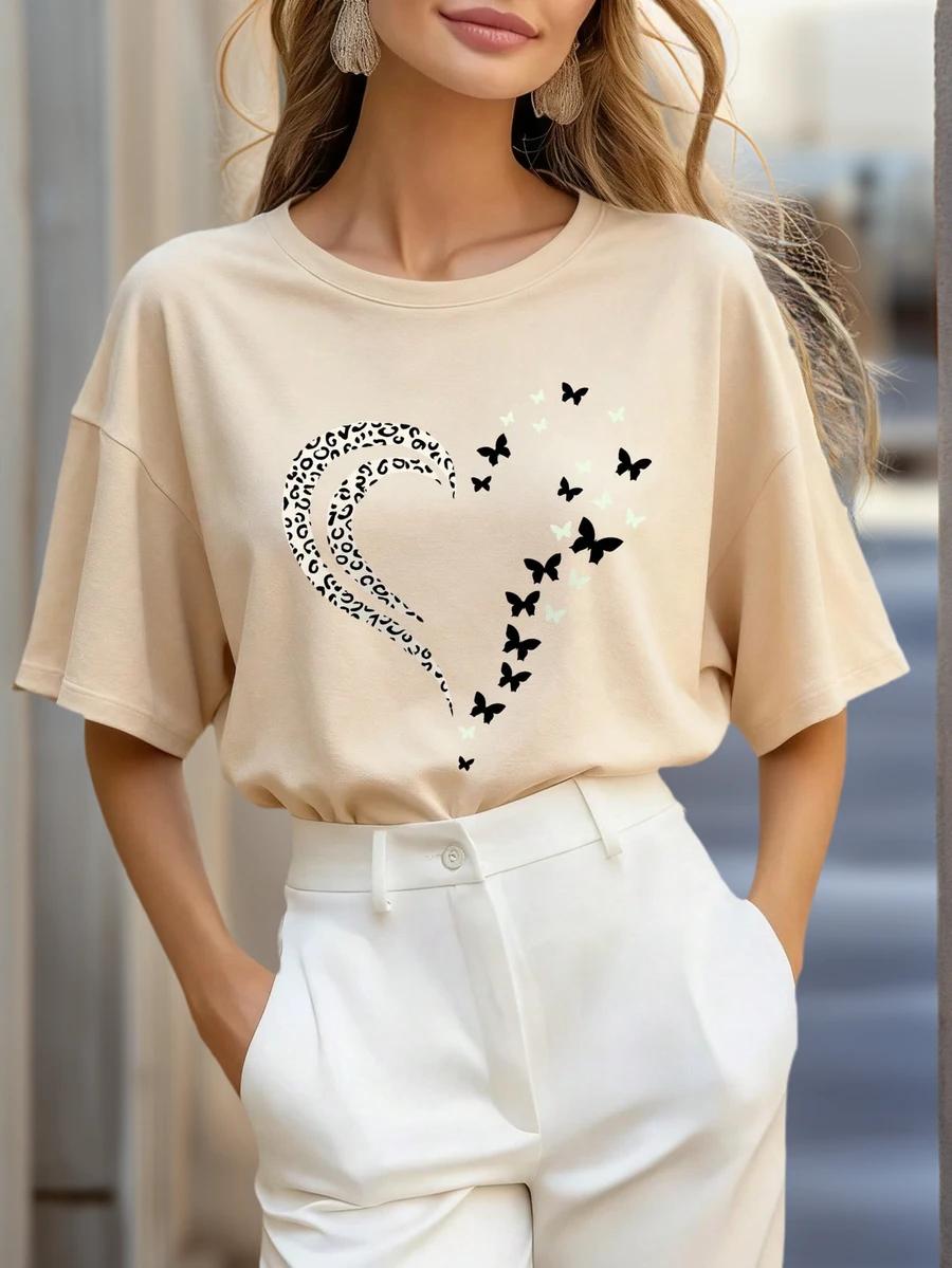 brązowy t-shirt nadruk