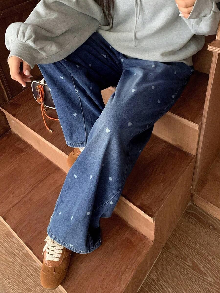 NIEBIESKIE SPODNIE JEANS PRINT