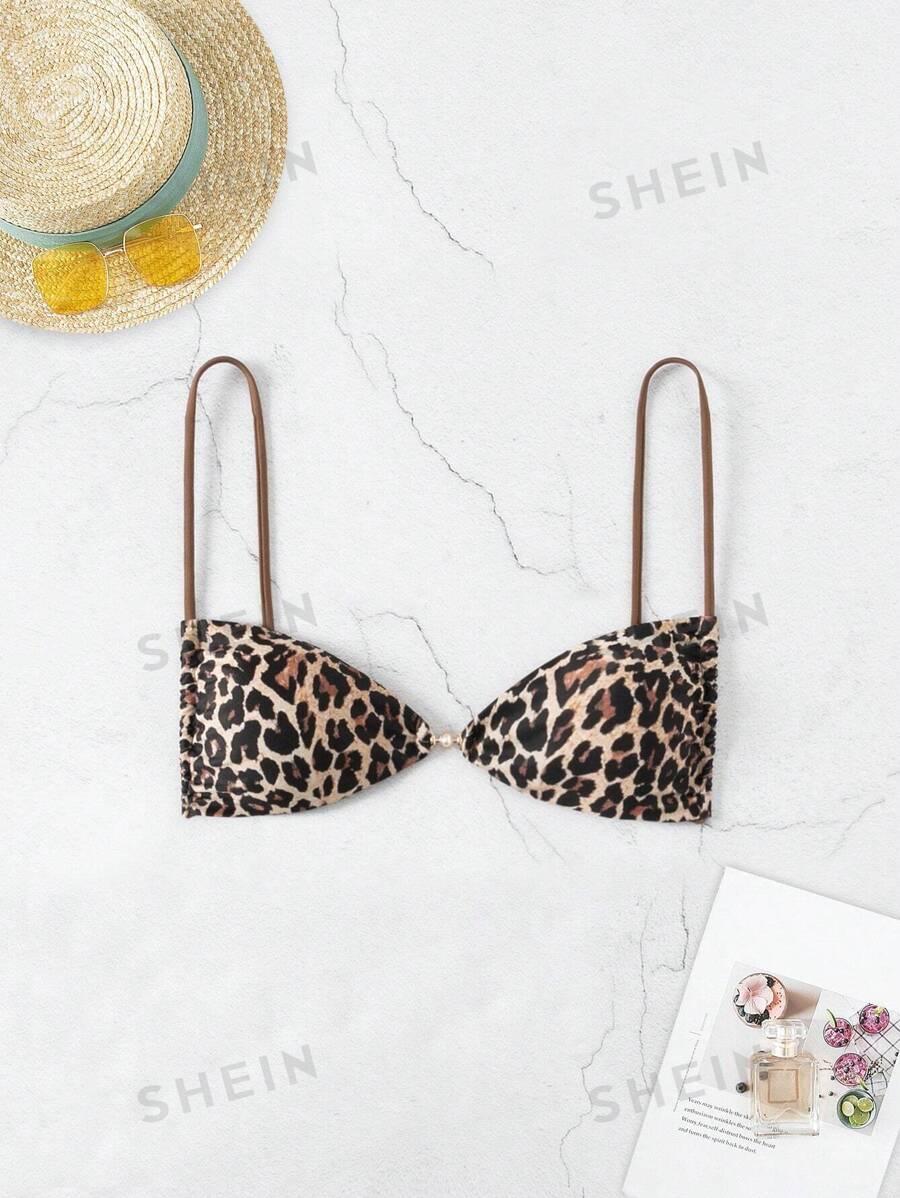 góra od bikini animal print wiązanie