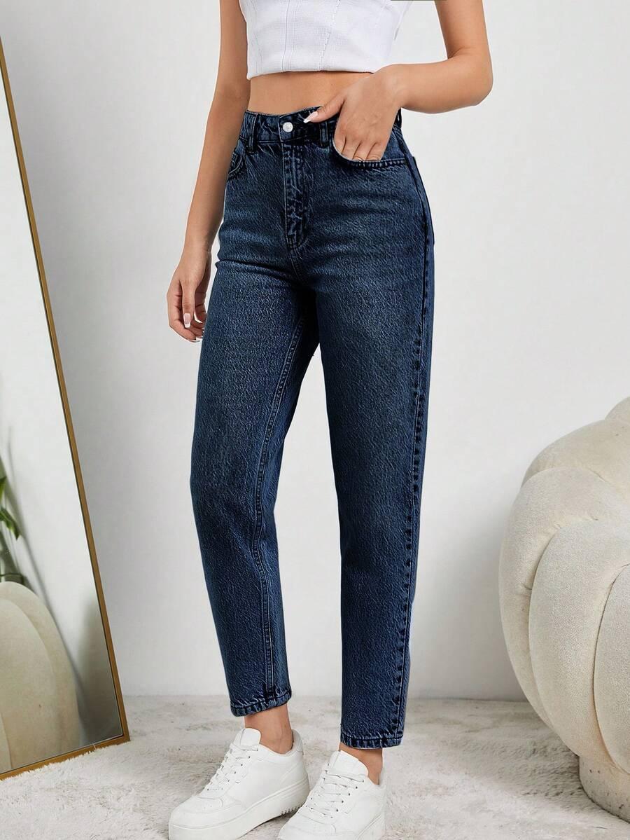 GRANATOWE SPODNIE JEANS