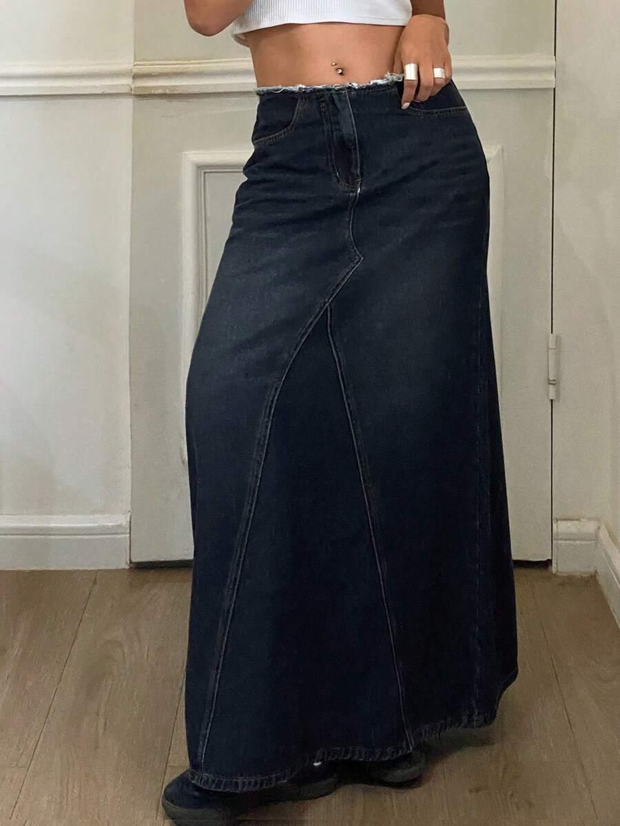 maxi spódnica jeans ripped
