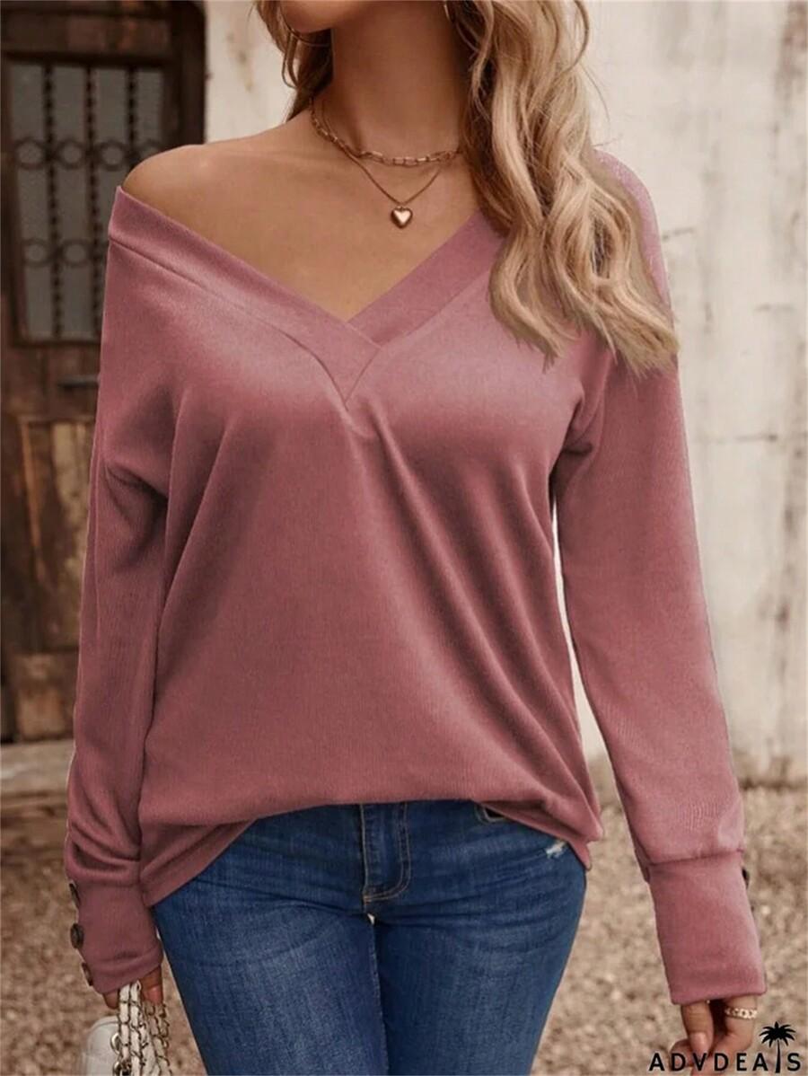 RÓŻOWA BLUZKA V-NECK