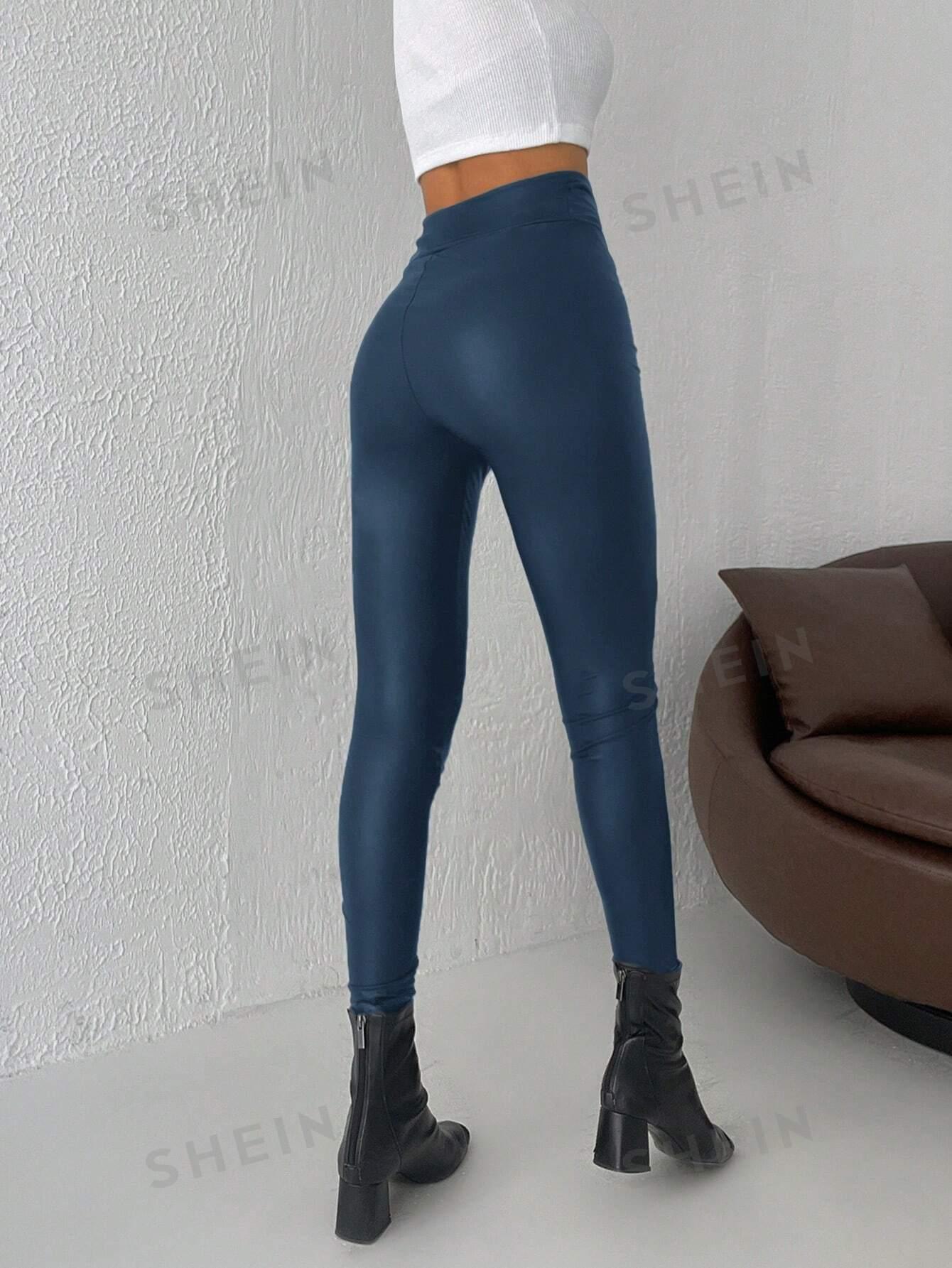 GRANATOWE LEGGINSY WYSOKI STAN 